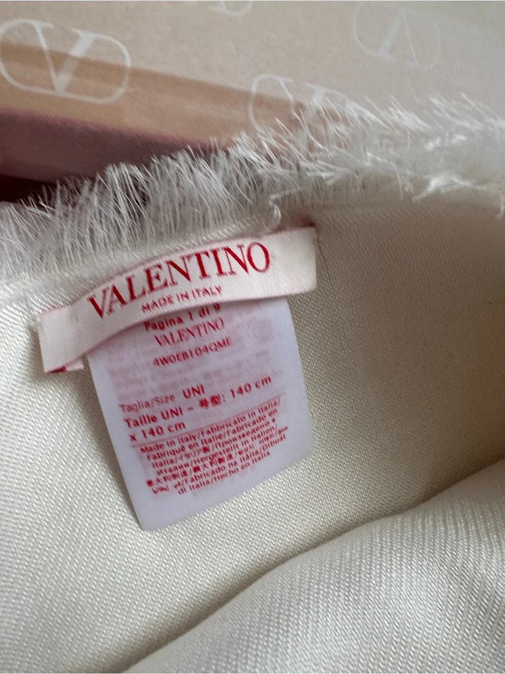 Valentino Cream Logo Embroidered Shawl